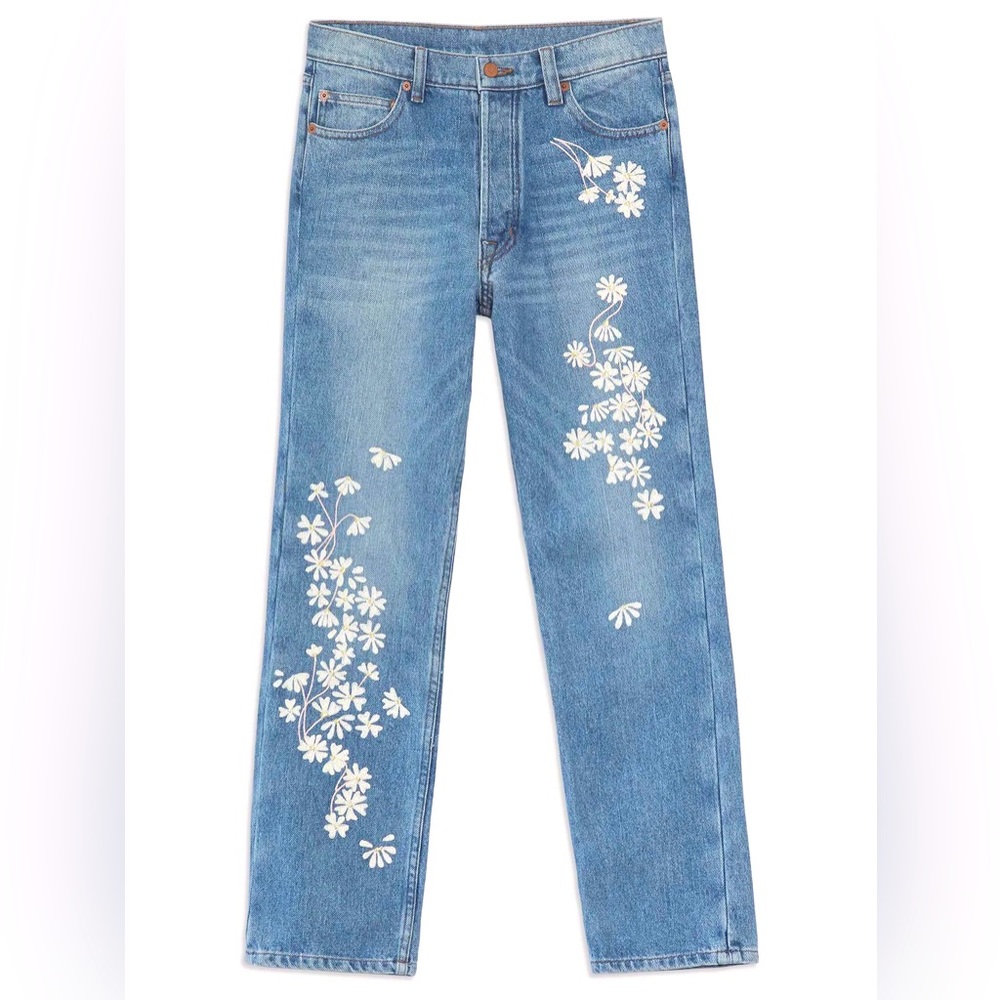 EUC BLISS AND MISCHIEF Chamomile Embroidered Denim Jeans (#1351)